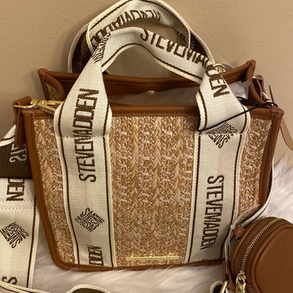 NWT Steve Madden (Bwebber)Satchel/Crossbody/Canvas Viral Tiktok Bag - Tweed - Picture 9 of 14